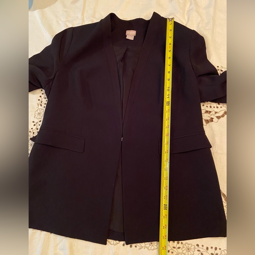 EUC  Chicos Lightweight Ruched Sleeves Blazer Size 1 (L) - Picture 4 of 9